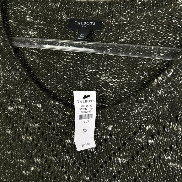 Talbots plus size 3X shift sweater dress midi pointelle knit green NEW - Picture 9 of 10